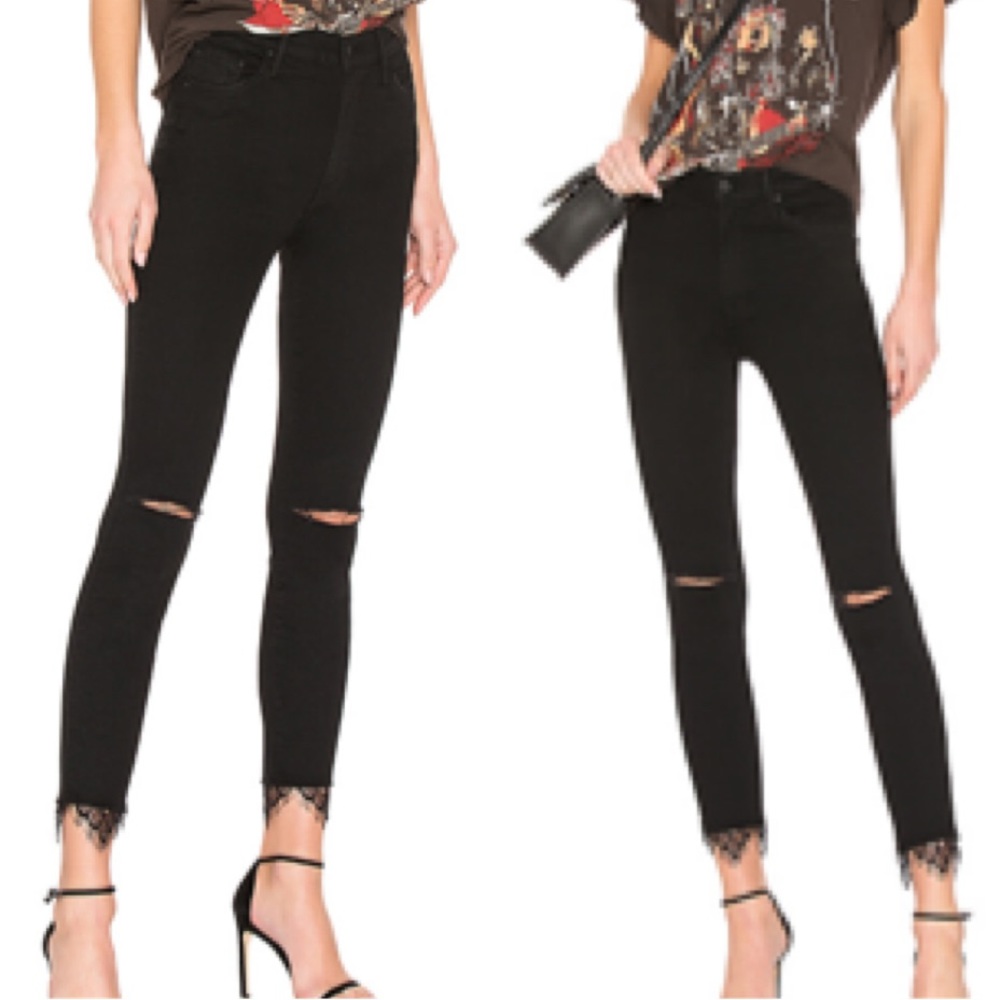 Mother Swooner Dagger Ankle Fray Denim